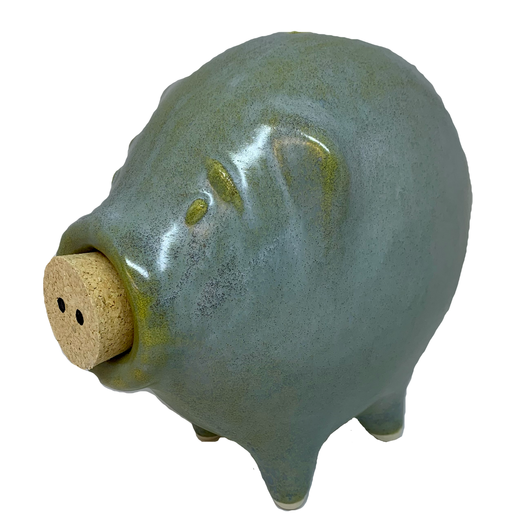Hand made Traditional Ceramic Piggy Banks with Cork Noses Pike